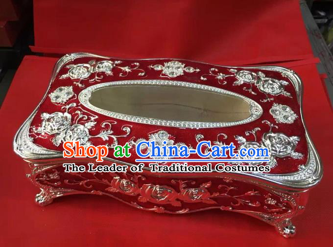 Traditional Handmade Chinese Mongol Nationality Crafts Red Tissue Box, China Mongolian Minority Nationality Cloisonne Paper Holder