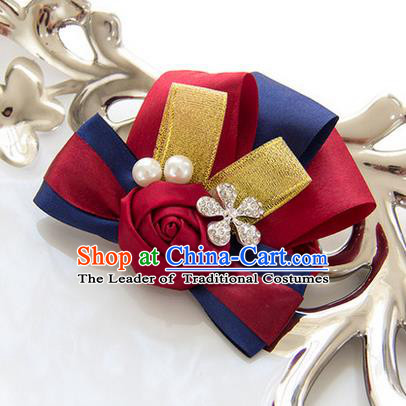 Top Grade Classical Wedding Pearl Red Silk Flowers,Groom Emulational Corsage Groomsman Crystal Brooch Flowers for Women