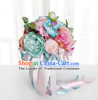 Top Grade Classical Wedding Extravagant Silk Flowers, Bride Holding Flowers Ball, Hand Tied Bouquet Flowers for Women