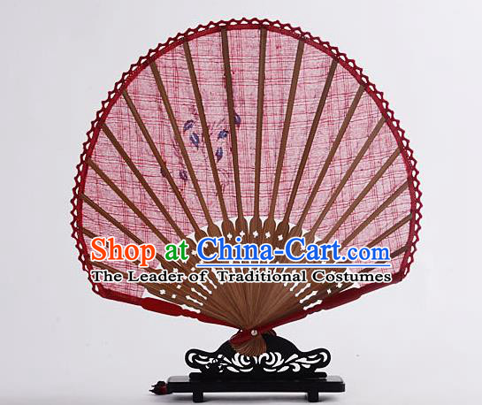 Traditional Chinese Handmade Crafts Hand Painting Flower Folding Fan, China Classical Linen Sensu Sunflower-type Red Fan Hanfu Fans for Women