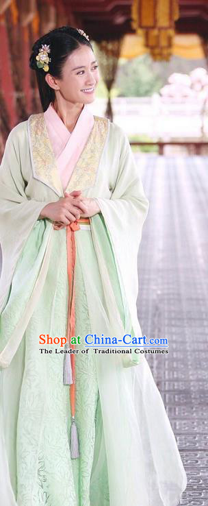 Traditional Ancient Chinese Young Lady Dress Clothing, Princess Agents Chinese Southern and Northern Dynasties Palace Lady Costume and Headpiece Complete Set