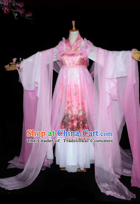 Chinese Ancient Cosplay Tang Dynasty Princess Dance Pink Dress, Chinese Traditional Hanfu Clothing Chinese Fairy Palace Lady Costume for Women