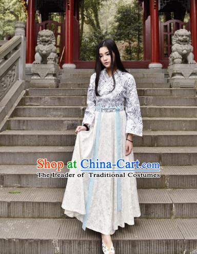 Traditional Chinese Han Dynasty Young Lady Costume, China Ancient Hanfu Dress Princess Clothing for Women