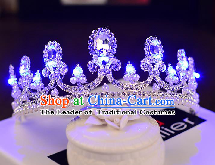 Top Grade Handmade Chinese Classical Hair Accessories Baroque Style Shine Crystal Queen Royal Crown, Hair Sticks Hair Jewellery Hair Clasp for Women