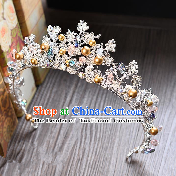 Top Grade Handmade Chinese Classical Hair Accessories Baroque Style Crystal Royal Crown, Hair Sticks Hair Jewellery Hair Clasp for Women