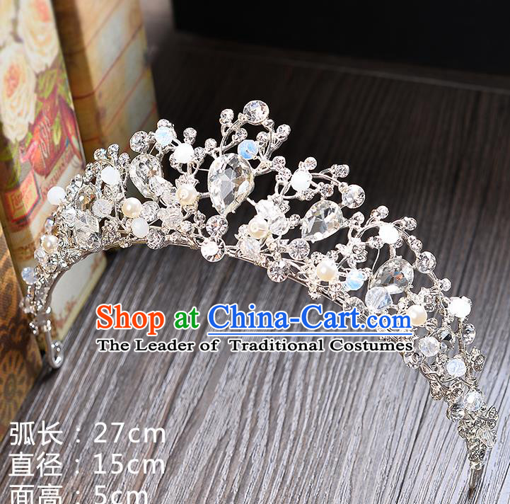 Top Grade Handmade Chinese Classical Hair Accessories Baroque Style Extravagant Crystal Royal Crown, Hair Sticks Hair Jewellery Hair Clasp for Women