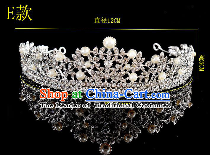Top Grade Handmade Chinese Classical Hair Accessories Baroque Style Crystal Pearls Princess Wedding Royal Crown, Bride Hair Sticks Hair Jewellery Hair Coronet for Women