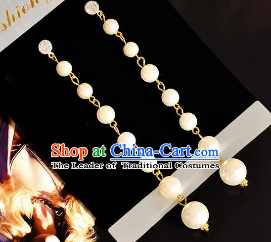 Top Grade Handmade Chinese Classical Jewelry Accessories Princess Wedding Earrings Bride Pearls Tassel Eardrop for Women