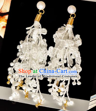 Top Grade Handmade Chinese Classical Jewelry Accessories Princess Wedding Earrings Bride Lace Eardrop for Women