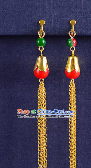 Top Grade Handmade Chinese Classical Jewelry Accessories Xiuhe Suit Wedding Earrings Bride Red Bead Tassel Eardrop for Women