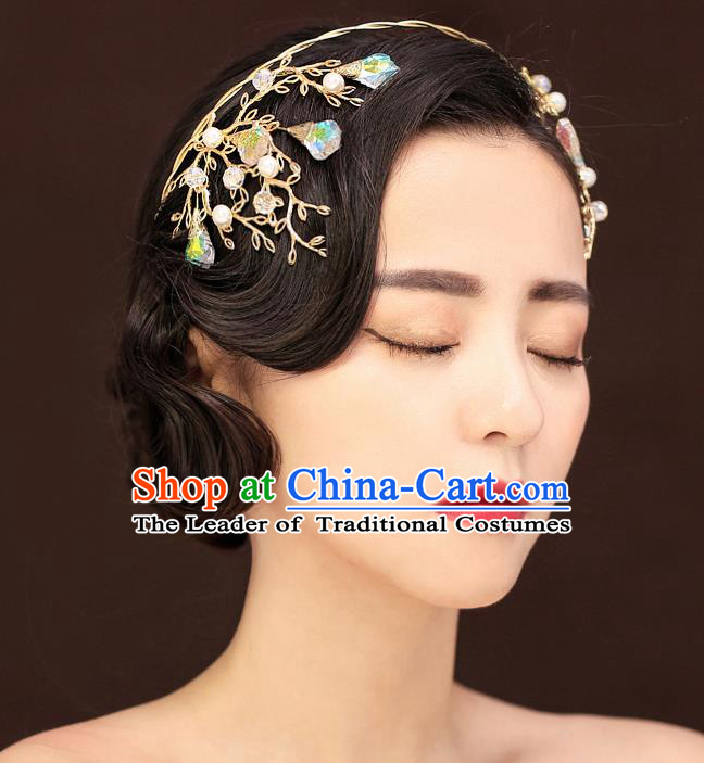 Top Grade Handmade Chinese Classical Hair Accessories Princess Wedding Crystal Hair Clasp Hair Stick Headband Bride Headwear for Women