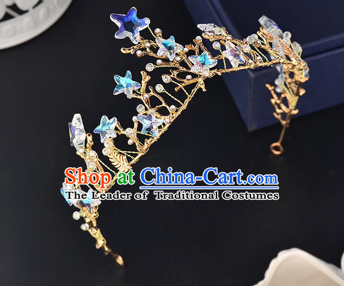 Top Grade Handmade Hair Accessories Baroque Style Wedding Crystal Star Royal Crown, Bride Princess Hair Kether Jewellery Imperial Crown for Women