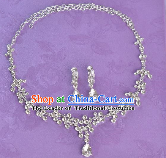 Top Grade Handmade Chinese Classical Jewelry Accessories Princess Wedding Crystal Royal Earrings and Necklace Bride Ornaments for Women