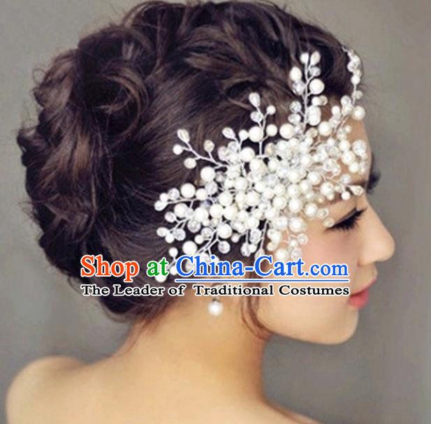 Top Grade Handmade Chinese Classical Hair Accessories Princess Wedding Pearls Hair Claw Hair Stick Bride Headwear for Women