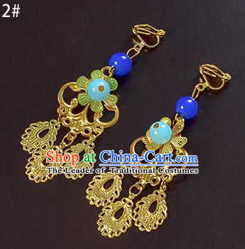 Top Grade Handmade Chinese Classical Jewelry Accessories Xiuhe Suit Wedding Golden Tassel Earrings Bride Hanfu Eardrop for Women