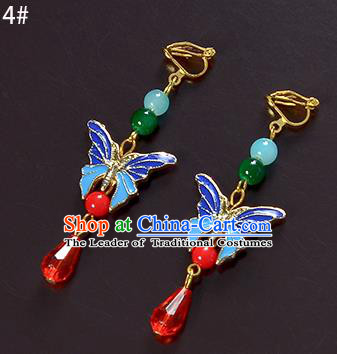 Top Grade Handmade Chinese Classical Jewelry Accessories Xiuhe Suit Wedding Cloisonne Butterfly Tassel Earrings Bride Hanfu Eardrop for Women