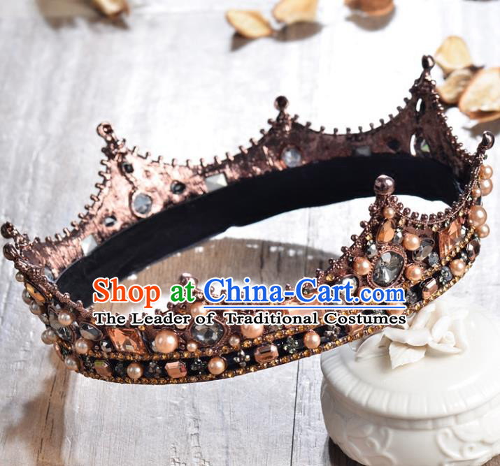 Top Grade Handmade Hair Accessories Baroque Style Palace Princess Wedding Crystal Royal Crown, Bride Hair Kether Jewellery Imperial Crown for Women