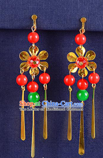 Top Grade Handmade Chinese Classical Jewelry Accessories Wedding Xiuhe Suit Tassel Earrings Bride Hanfu Eardrop for Women