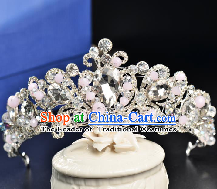 Top Grade Handmade Hair Accessories Baroque Style Palace Princess Wedding Crystal Vintage Round Royal Crown, Bride Hair Kether Jewellery Imperial Crown for Women