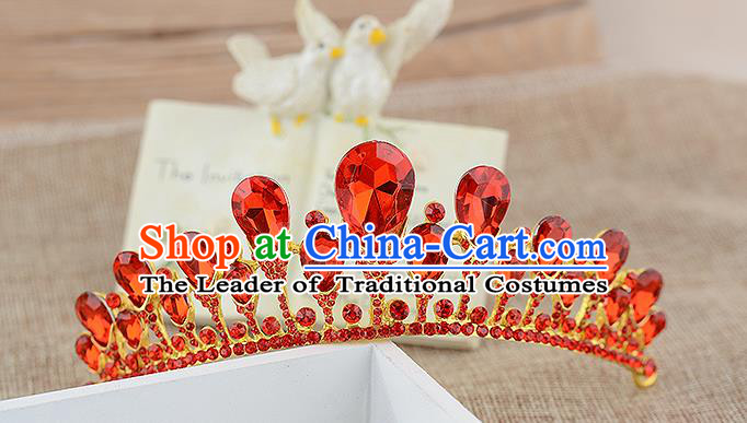 Top Grade Handmade Hair Accessories Baroque Luxury Red Crystal Hair Comb, Bride Wedding Hair Kether Jewellery Princess Imperial Crown for Women