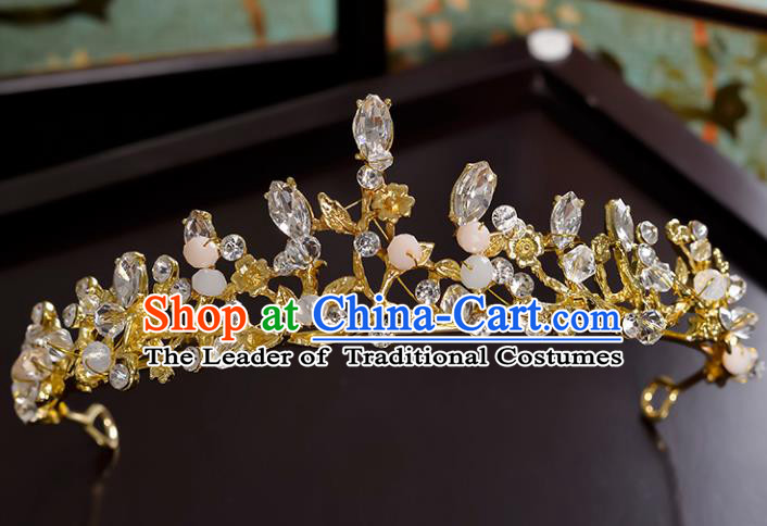 Top Grade Handmade Hair Accessories Baroque Style Princess Crystal Beads Vintage Royal Crown, Bride Wedding Hair Kether Jewellery Imperial Crown for Women