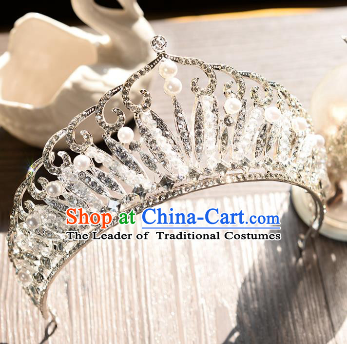 Top Grade Handmade Hair Accessories Baroque Luxury Crystal Royal Crown, Bride Wedding Hair Jewellery Princess Crystal Imperial Crown for Women