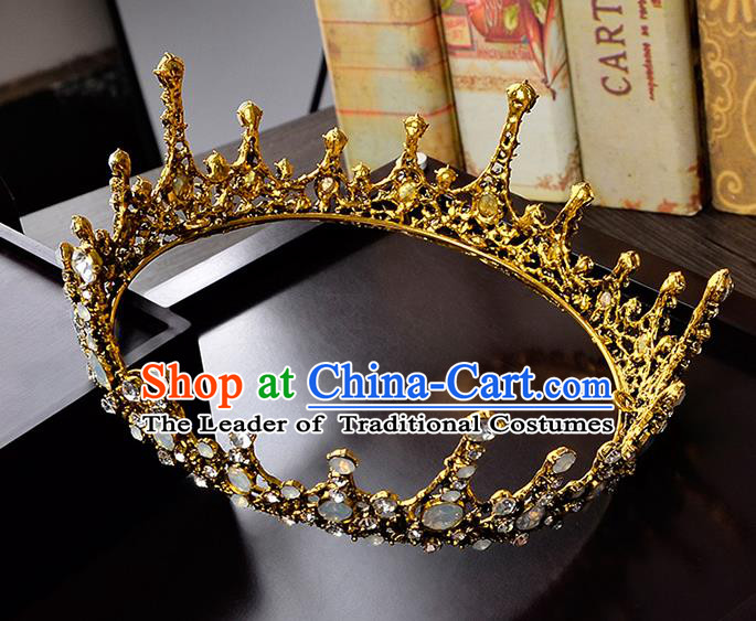 Top Grade Handmade Hair Accessories Baroque Crystal Opal Vintage Imperial Crown, Bride Wedding Hair Jewellery Queen Crown for Women