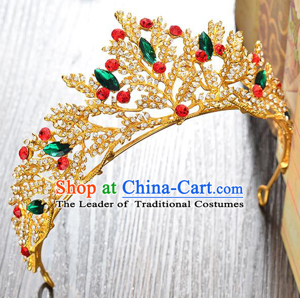 Top Grade Handmade Hair Accessories Baroque Colorful Rhinestone Imperial Crown, Bride Wedding Hair Jewellery Princess Crystal Crown for Women