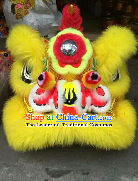 World Lion Dance Competition Yellow Fur Lion Head Lion Dance Costumes for Adult