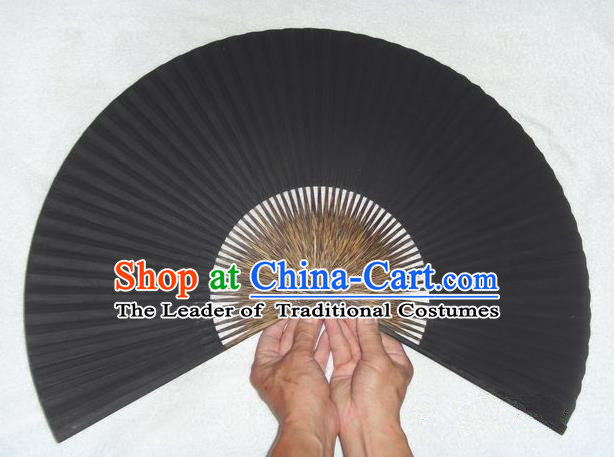 Traditional Chinese Crafts Peking Opera Folding Fan China Sensu Black Paper Paper Fan