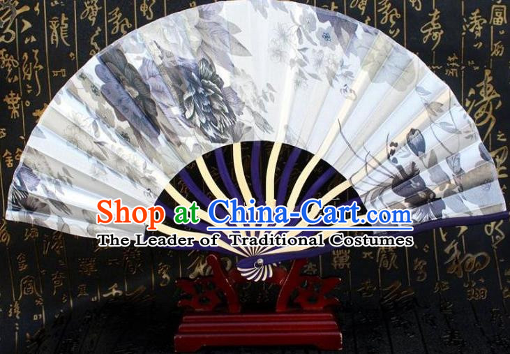 Traditional Chinese Crafts Peking Opera Folding Fan China Sensu Ink Painting Japan White Silk Fan for Women