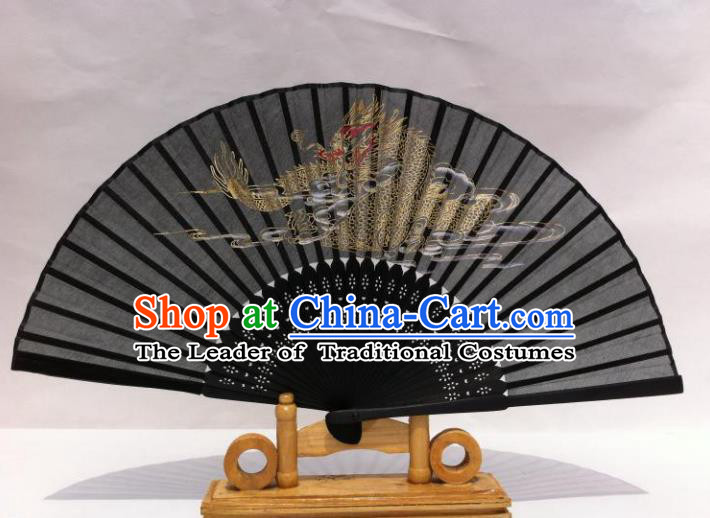 Traditional Chinese Crafts Peking Opera Folding Fan China Sensu Hand Painting Dragon Chinese Silk Dance Fan for Women