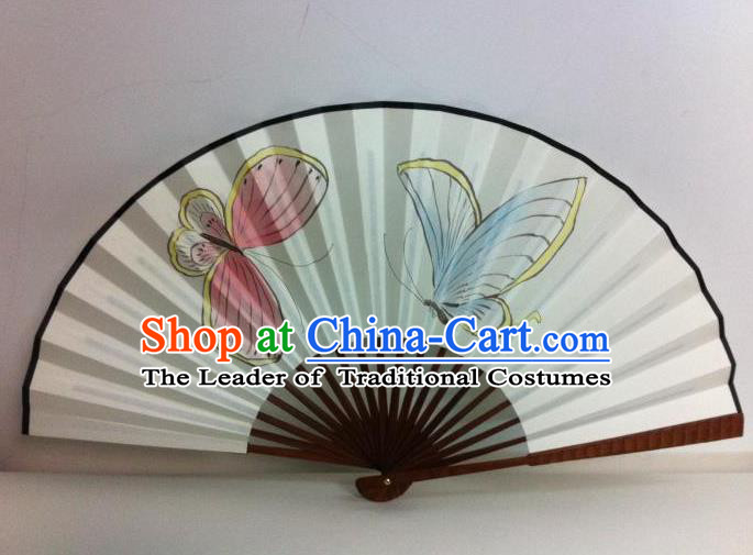 Traditional Chinese Crafts Peking Opera Folding Fan China Sensu Handmade Chinese Painting Butterfly Xuan Paper Fan for Men