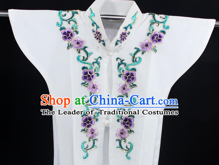 Traditional China Beijing Opera Young Lady Costume White Collar Protectors, Ancient Chinese Peking Opera Embroidery Clothing