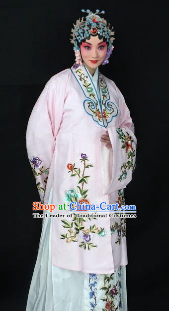 Traditional China Beijing Opera Young Lady Hua Tan Cloak Costume, Ancient Chinese Peking Opera Female Diva Embroidery Cape Dress Clothing