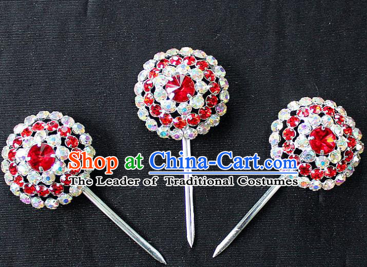 Traditional China Beijing Opera Young Lady Hair Accessories, Ancient Chinese Peking Opera Hua Tan Diva Blue Colorful Hairpins