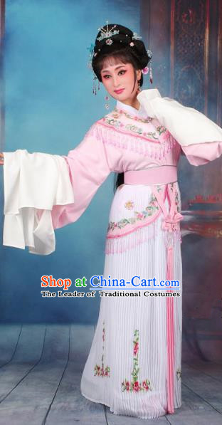 Top Grade Professional Beijing Opera Diva Costume Nobility Lady Pink Embroidered Clothing, Traditional Ancient Chinese Peking Opera Hua Tan Princess Embroidery Dress