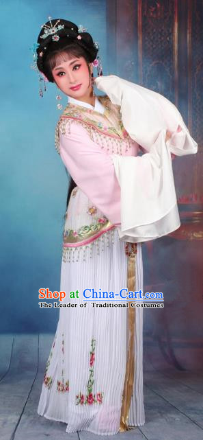 Top Grade Professional Beijing Opera Diva Costume Nobility Lady Light Pink Embroidered Clothing, Traditional Ancient Chinese Peking Opera Hua Tan Princess Embroidery Dress