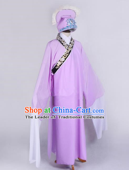 Top Grade Professional Beijing Opera Niche Costume Scholar Pink Robe Priest Frock, Traditional Ancient Chinese Peking Opera Young Men Embroidery Clothing