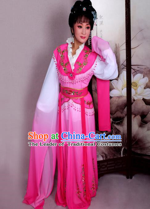 Top Grade Professional Beijing Opera Hua Tan Costume Nobility Lady Pink Embroidered Dress, Traditional Ancient Chinese Peking Opera Diva Embroidery Clothing
