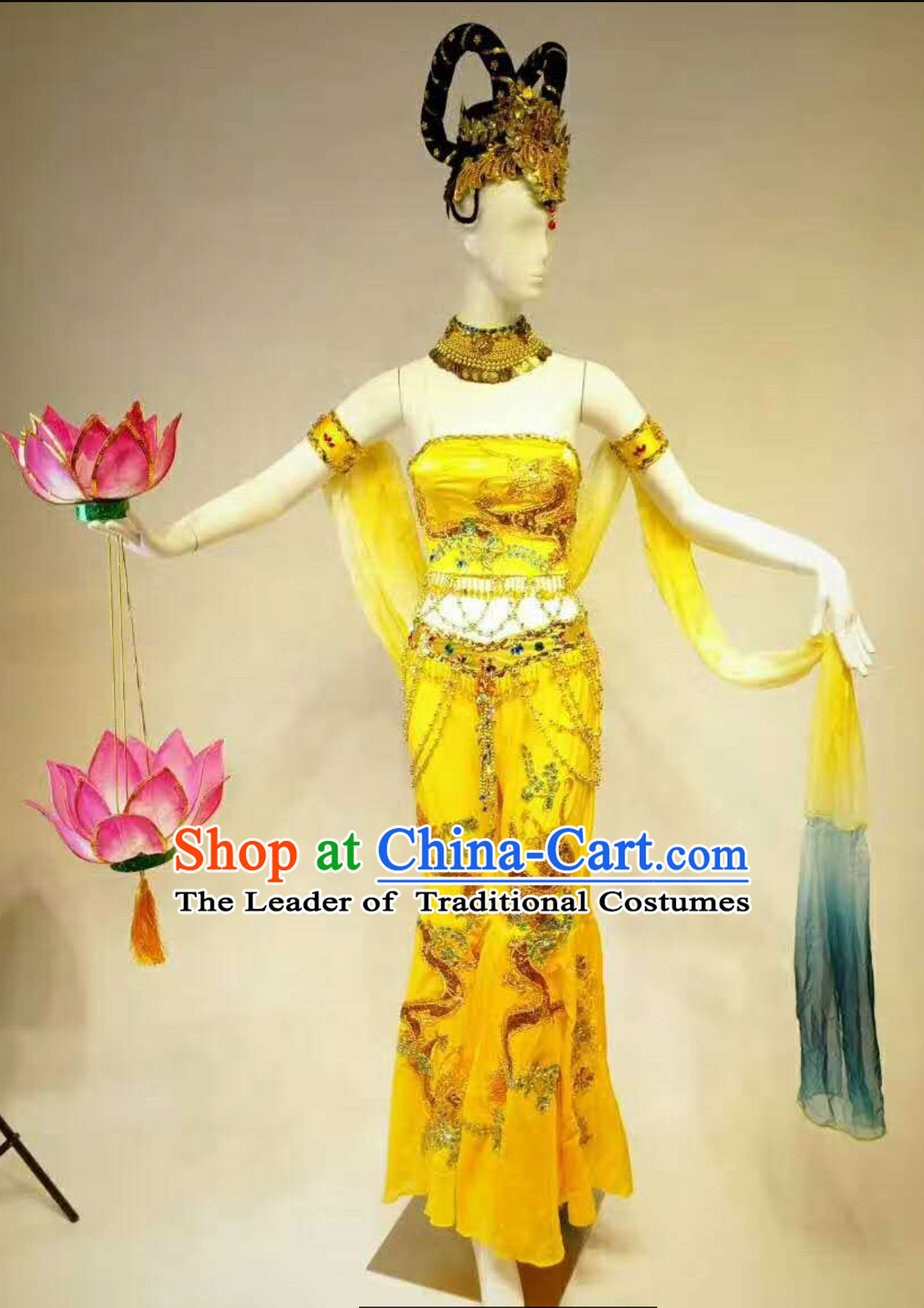 Professional Stage Performance Costumes Made to Order Custom Tailored Dance Costume, Lotus Props and Classical Headpieces Hair Accessories