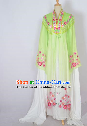 Traditional Chinese Professional Peking Opera Shaoxing Opera Costume Embroidery Green Mantel, China Beijing Opera Female Diva Clothing Long Shawl Dress