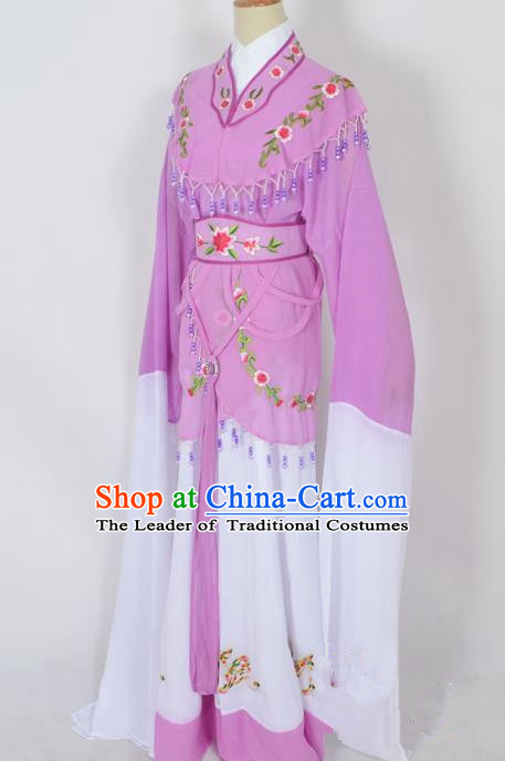 Traditional Chinese Professional Peking Opera Young Lady Jordan-Sitting Costume Purple Embroidery Dress, China Beijing Opera Diva Hua Tan Embroidered Princess Clothing