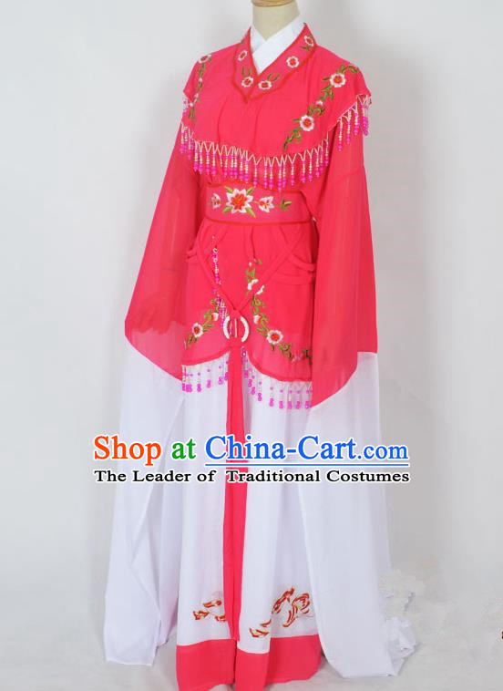 Traditional Chinese Professional Peking Opera Young Lady Jordan-Sitting Costume Rosy Embroidery Dress, China Beijing Opera Diva Hua Tan Embroidered Princess Clothing