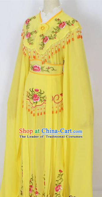 Traditional Chinese Professional Peking Opera Young Lady Costume Yellow Embroidery Dress, China Beijing Opera Diva Hua Tan Embroidered Clothing