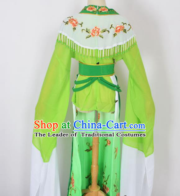 Traditional Chinese Professional Peking Opera Young Lady Princess Costume Green Embroidery Dress, China Beijing Opera Diva Hua Tan Embroidered Clothing