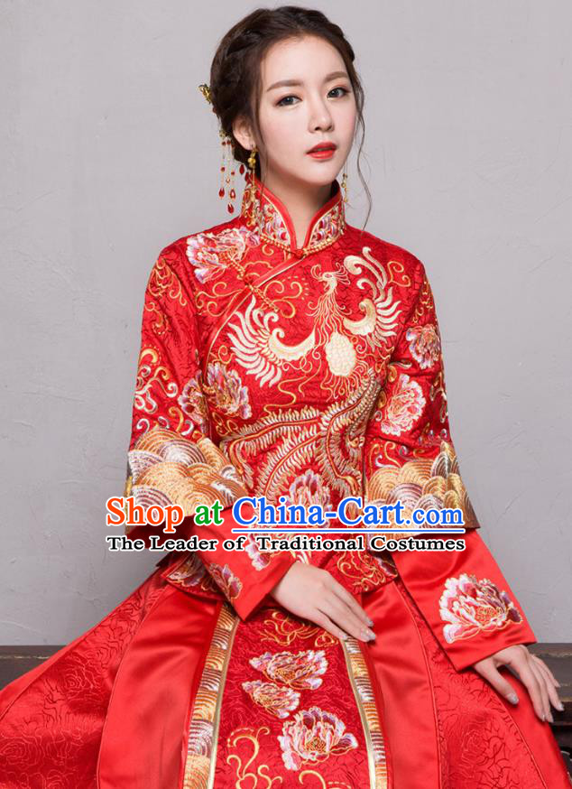 Traditional Chinese Wedding Costumes Traditional Xiuhe Suits Wedding Bride Dress Ancient Chinese bridal hair Accessory Headwear