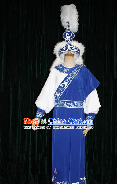 Top Grade Professional Beijing Opera Niche Costume Prince Embroidered Robe and Hat, Traditional Ancient Chinese Peking Opera Embroidery Clothing