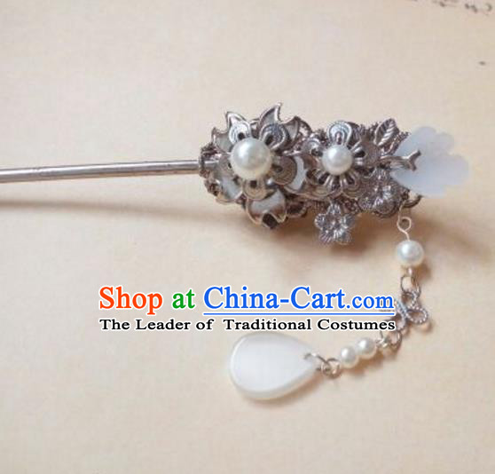 Traditional Chinese Ancient Classical Handmade Hair Accessories Palace Lady Jade Hairpin, Hanfu Hair Stick Hair Fascinators Hairpins for Women