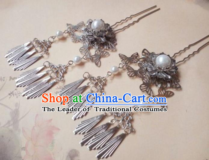 Traditional Handmade Chinese Ancient Classical Palace Lady Butterfly Flower Tassel Hair Accessories, Hair Claw Hair Jewellery, Hair Fascinators Plum Blossom Hairpins for Women